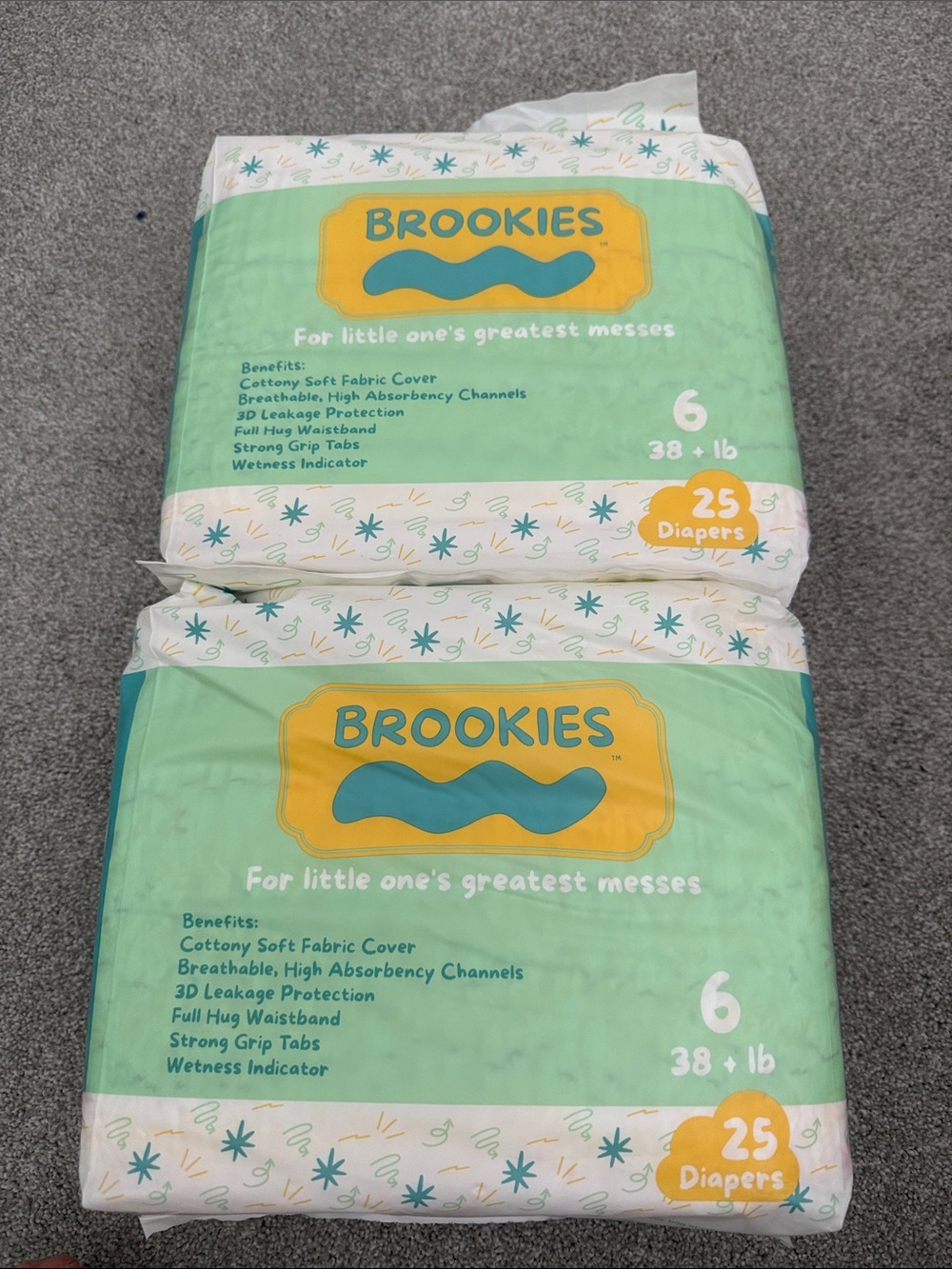 Brookies Baby Diapers Pack - Mint Green & Yellow (25 ct)